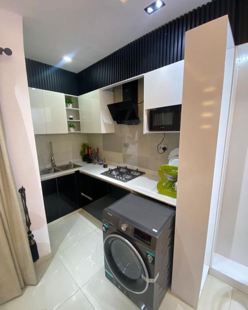 Kitchen equipped with washing machine