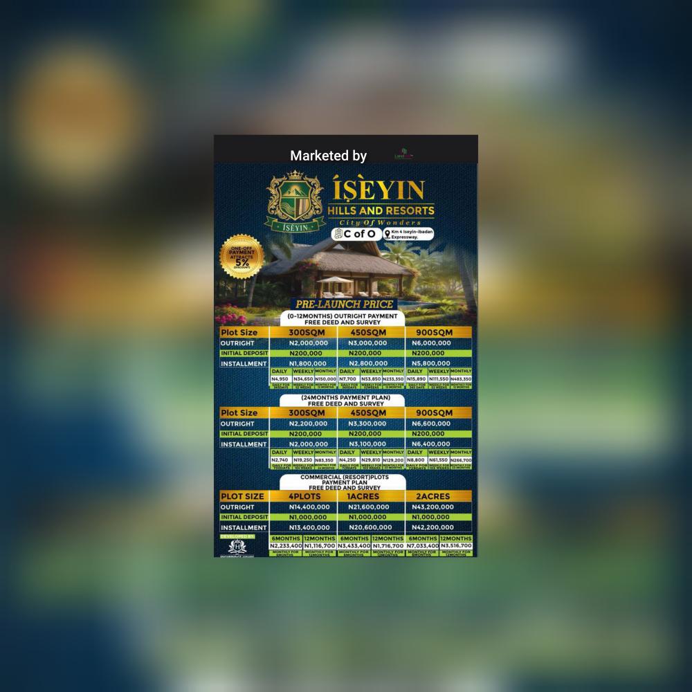 WELCOME TO ÌSÈYÌN HILLS &amp; RESORTS – “City of Wonders” 🌄  Highbridge Homes proudly presents 🌟 ÌSÈYÌN HILLS &amp; RESORTS, a masterpiece designed for those who desire luxury, serenity, and investment value — all in one