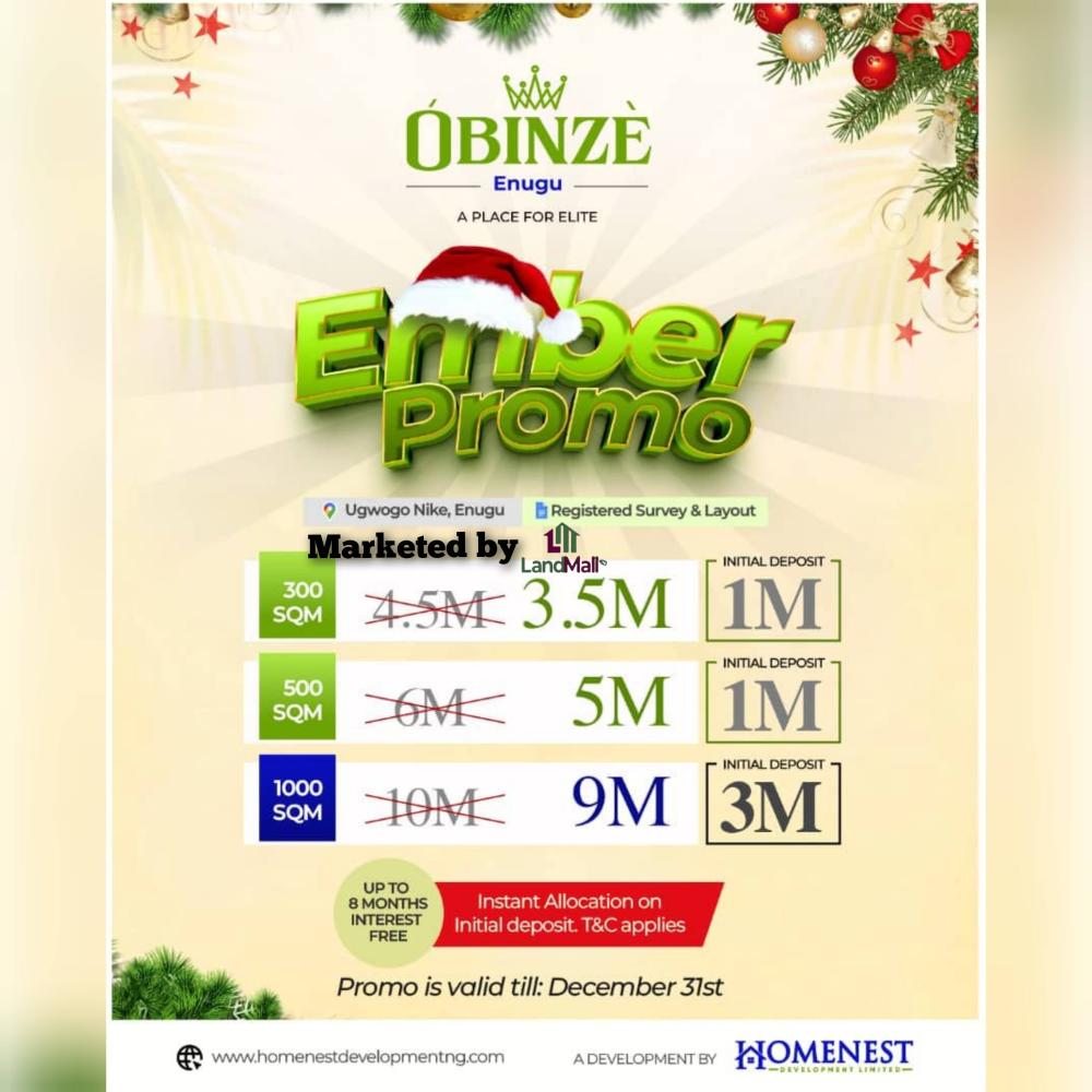 300/500/1000 Sqm Dry Land Available for SALE at Ugwogo Nike, Enugu State.