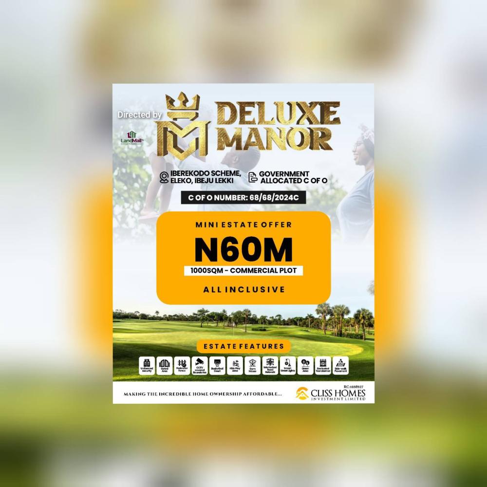 Welcome to Deluxe Manor, a luxurious and exclusive residential estate located in the heart of Ibeju-Lekki, Lagos State