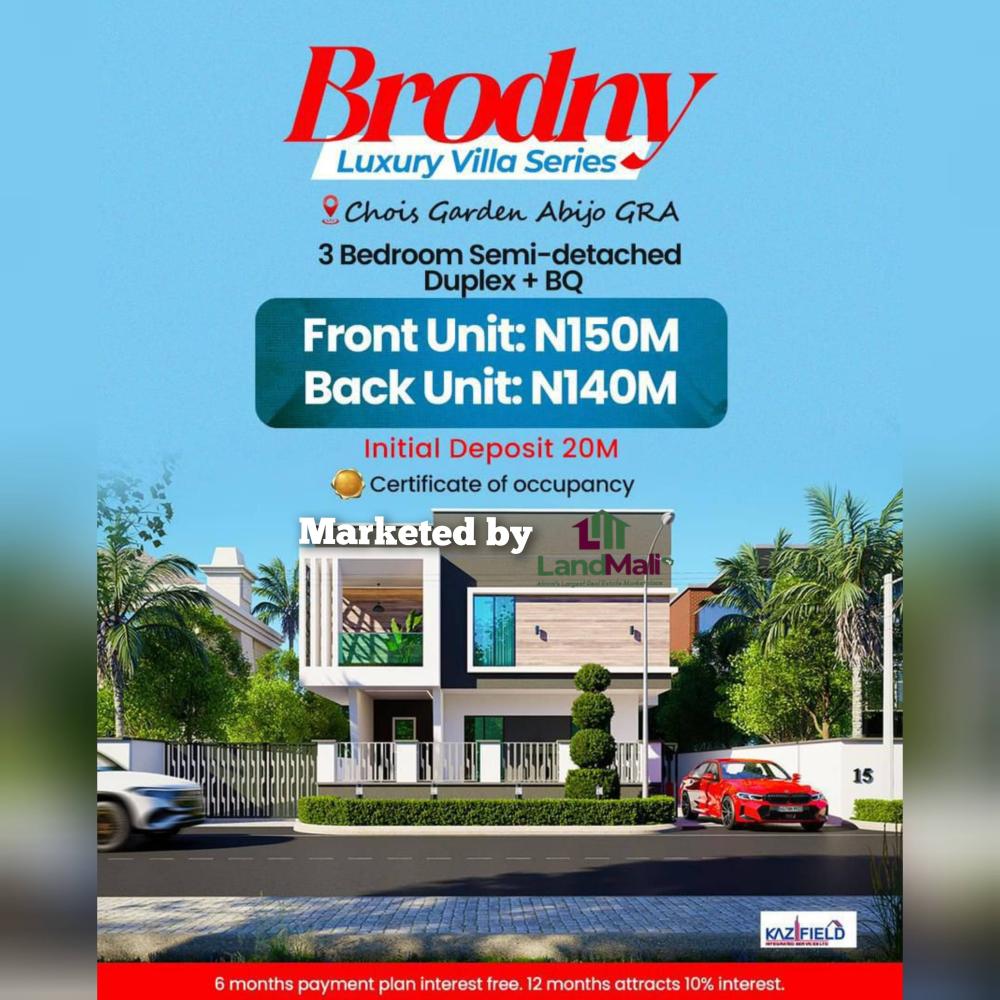 Off Plan 3 Bedroom Semi Detached House With A BQ Located At Chois Garden, Abijo Gra, Ajah, Lekki.