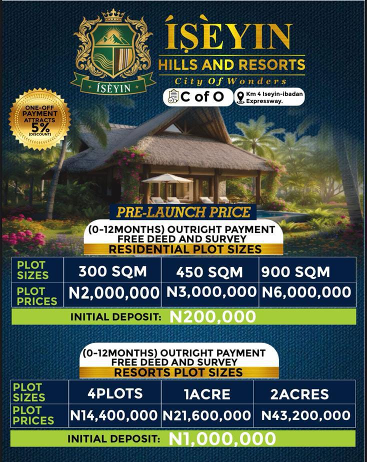 WELCOME TO ÌSÈYÌN HILLS &amp; RESORTS – “City of Wonders” 🌄  Highbridge Homes proudly presents 🌟 ÌSÈYÌN HILLS &amp; RESORTS, a masterpiece designed for those who desire luxury, serenity, and investment value — all in one