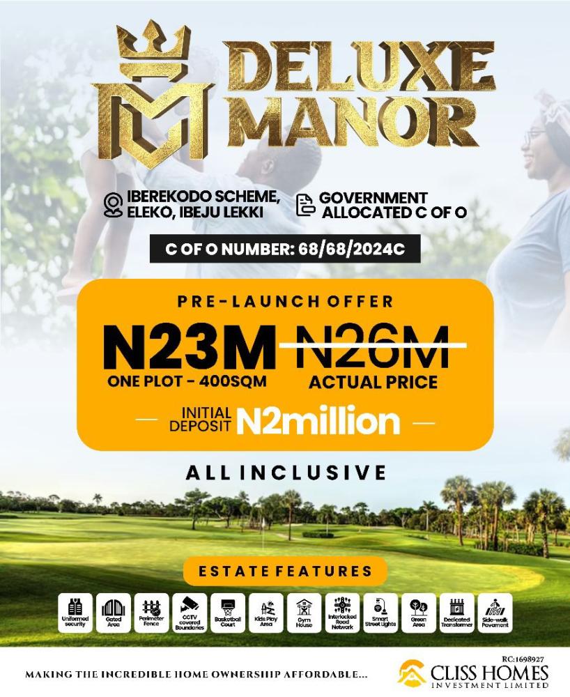 Welcome to Deluxe Manor, a luxurious and exclusive residential estate located in the heart of Ibeju-Lekki, Lagos State