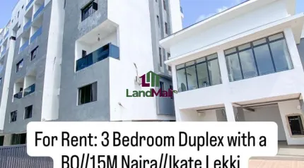 3 Bedroom Duplex with a BQ  Location IKATE  lekki  Rent: 15M Naira