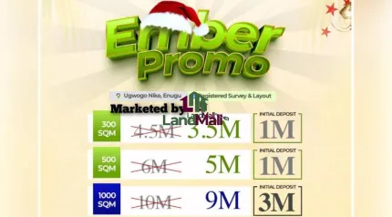 300/500/1000 Sqm Dry Land Available for SALE at Ugwogo Nike, Enugu State.