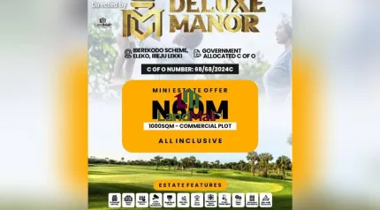 Welcome to Deluxe Manor, a luxurious and exclusive residential estate located in the heart of Ibeju-Lekki, Lagos State