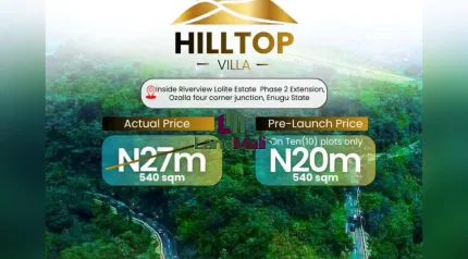 INSIDE RIVERVIEW LOLITE ESTATE PHASE 2 EXTENSION BEFORE FOUR CORNER JUNCTION, OZALLA, ENUGU STATE.