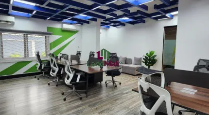 Service and functional  2000 sqm massive office building, furnished with modern high quality furniture, multiple office spaces, detached staff quarters etc is up for LEASE — Ready to move in