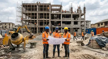 Construction site with workers