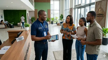 facility manager discussing with tenants