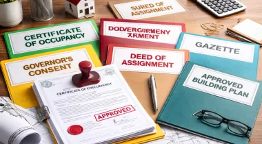 Desk with property documents