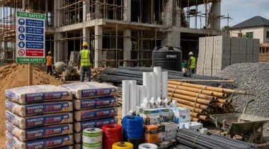 Building materials at a construction site 