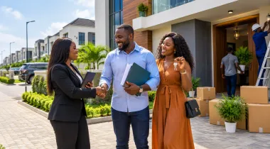 New property owners infront of their property