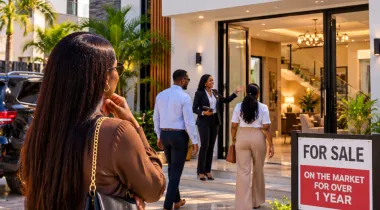 People ispecting a property that has been in the market for long