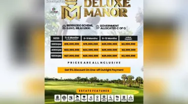 Welcome to Deluxe Manor, a luxurious and exclusive residential estate located in the heart of Ibeju-Lekki, Lagos State