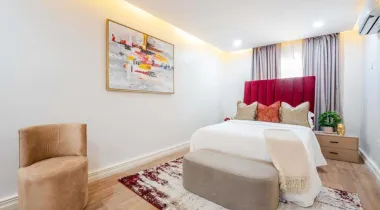 FULLY SERVICED AND FULLY FURNISHED THREE (3) BEDROOM APARTMENT WITHOUT NO ROOM BOYS QUARTER IN A SERENE ENVIRONMENT WITH SWIMMING