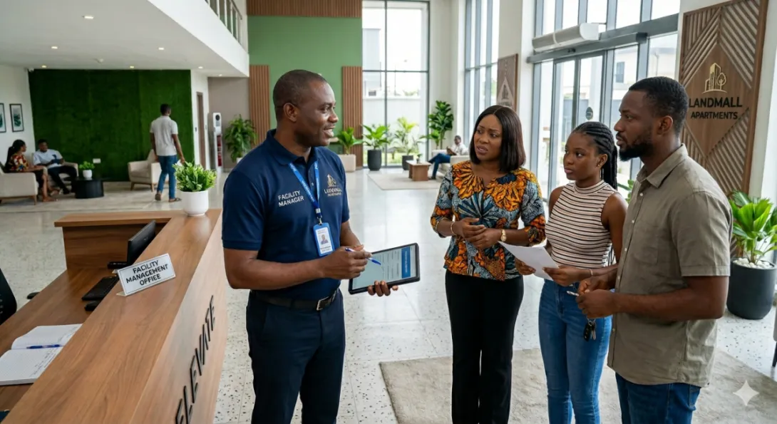 facility manager discussing with tenants