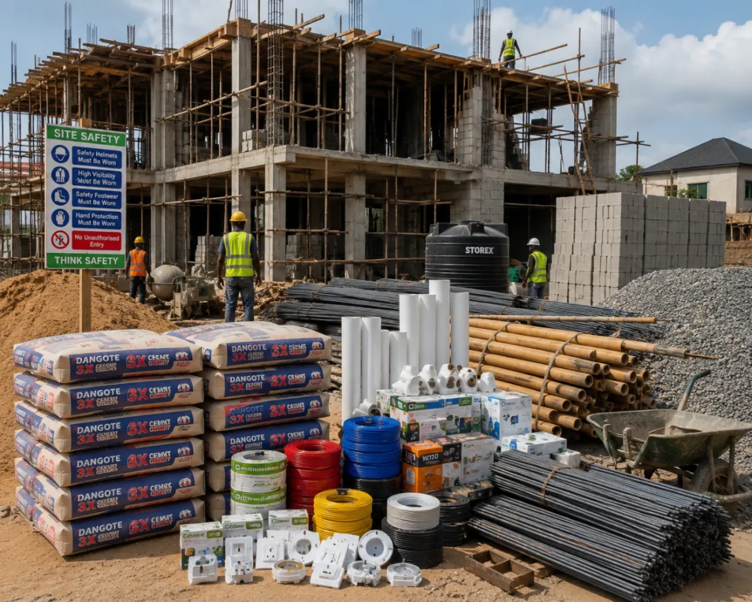 Building materials at a construction site 